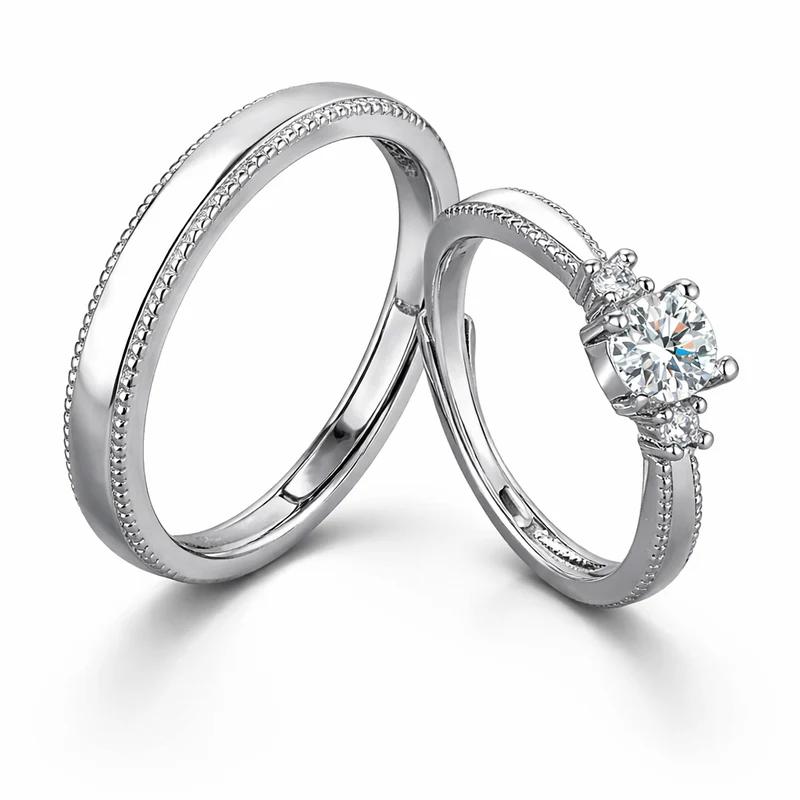 Couple Silver Wedding Rings