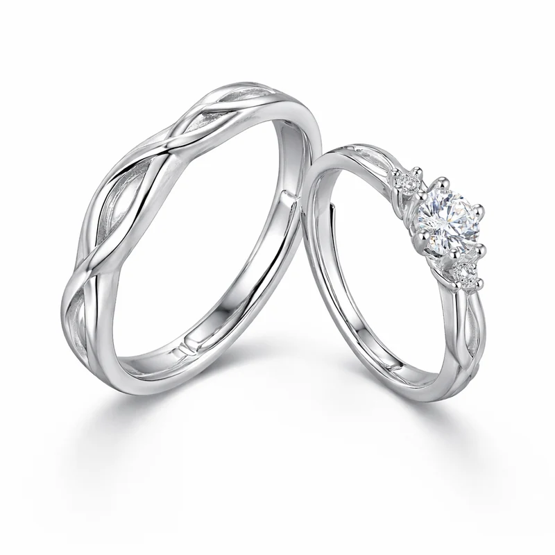 Silver Engagement Ring For Couple