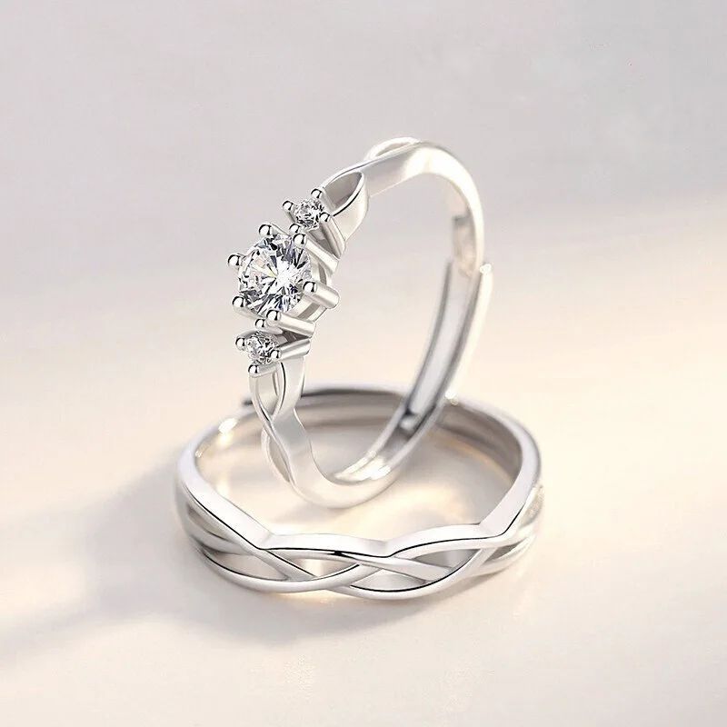 Silver Engagement Ring For Couple