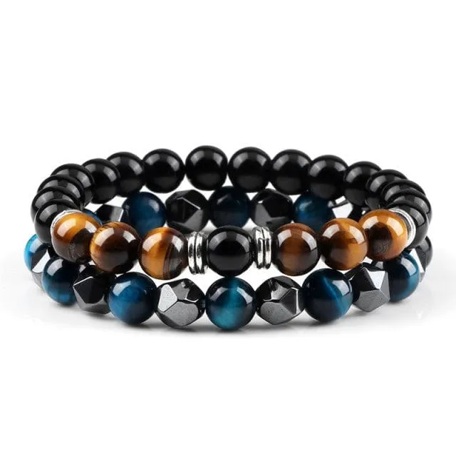 Armband Aus Glänzendem Schwarzem Stein