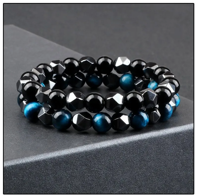 Armband Aus Glänzendem Schwarzem Stein