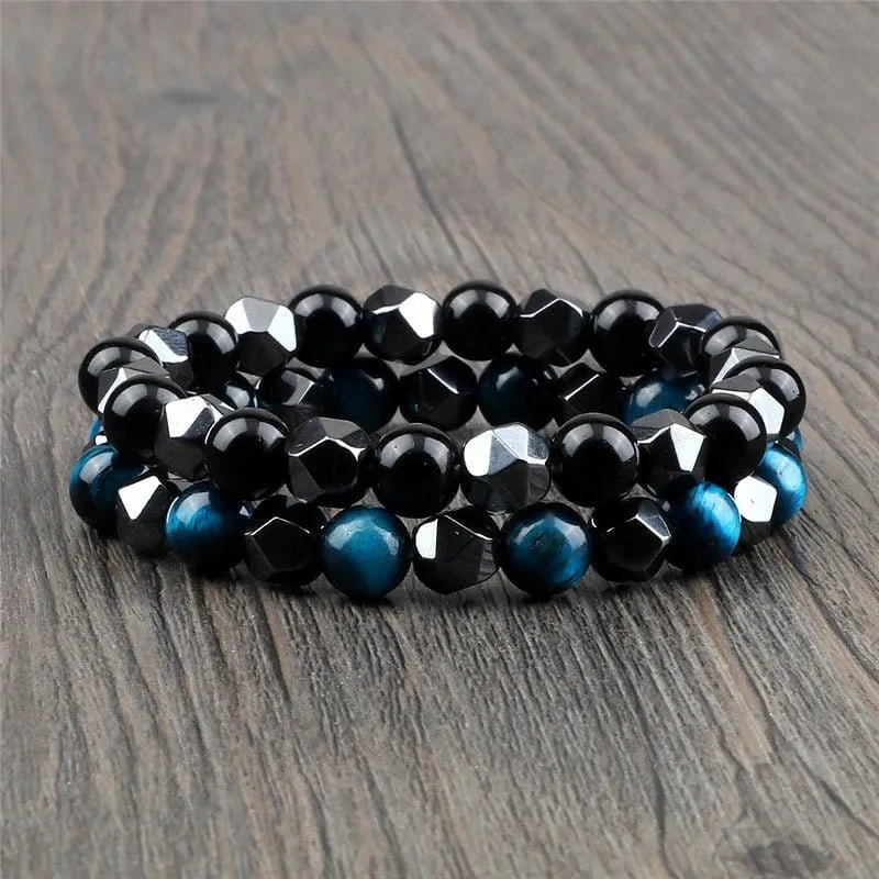 Armband Aus Glänzendem Schwarzem Stein
