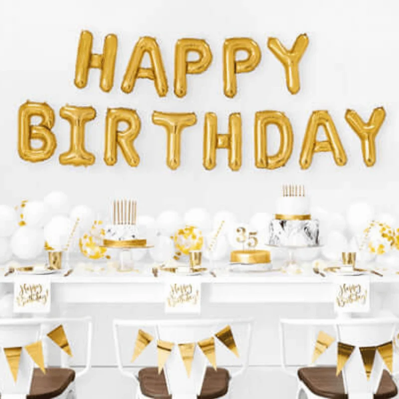 Ballonschriftzug "Happy Birthday" Gold
