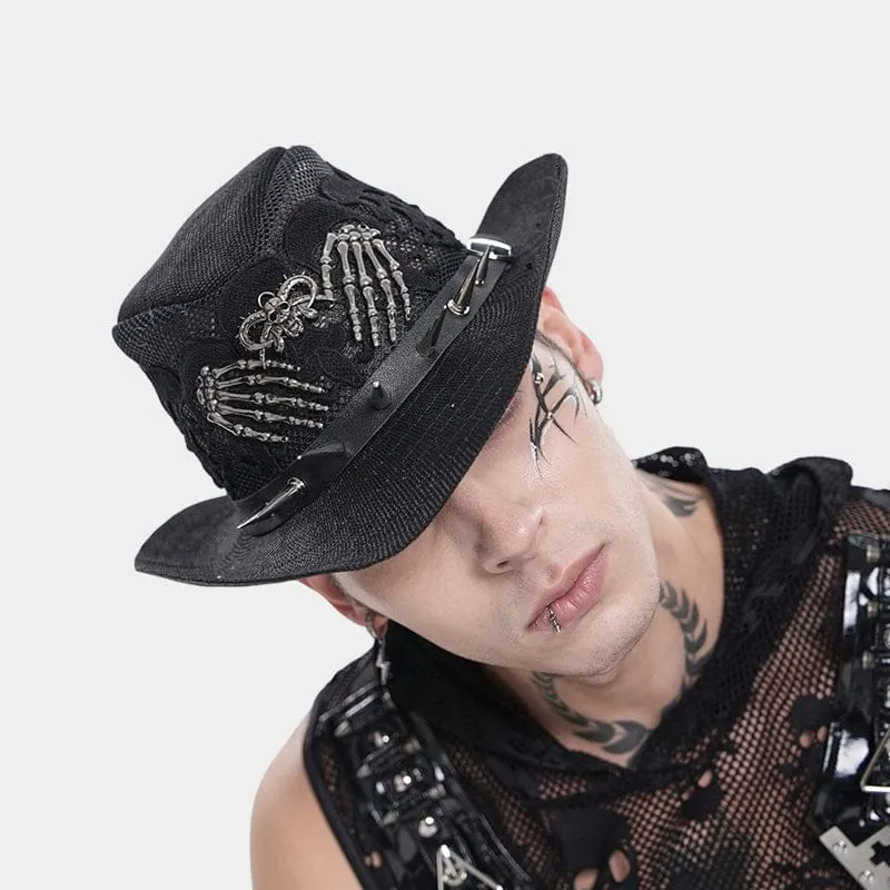 Punk-Totenkopfmütze für Herren mit Nieten