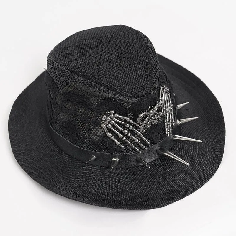 Punk-Totenkopfmütze für Herren mit Nieten