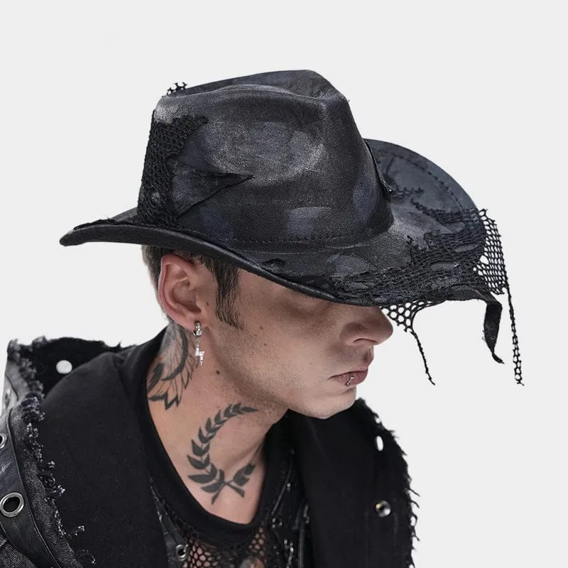 Punk-Mesh-Patchwork-Hut für Herren im Used-Look