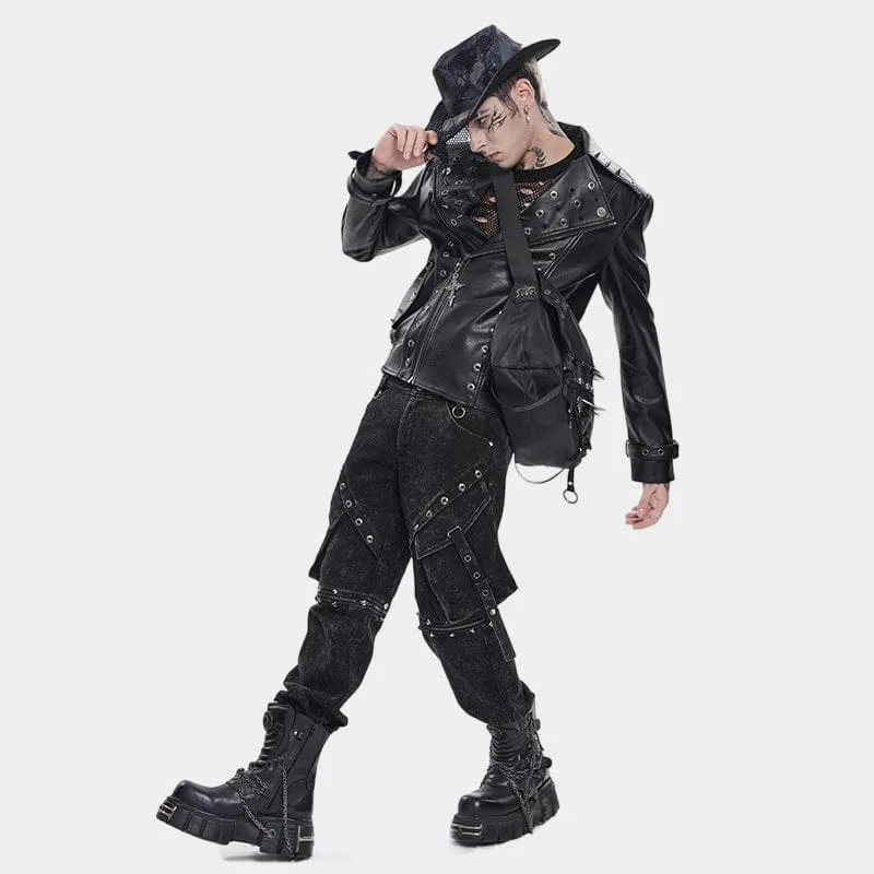 Punk-Tasche für Herren mit Pentagramm-Ösen und Nieten