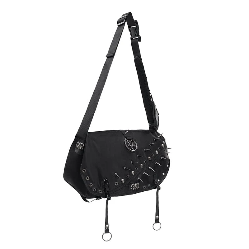 Punk-Tasche für Herren mit Pentagramm-Ösen und Nieten