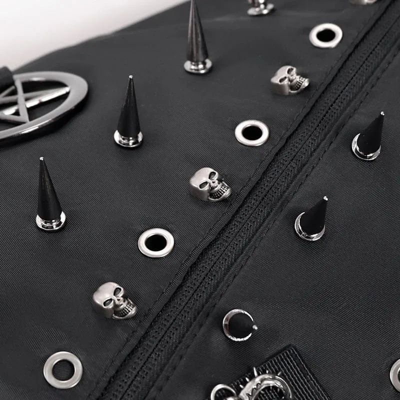 Punk-Tasche für Herren mit Pentagramm-Ösen und Nieten