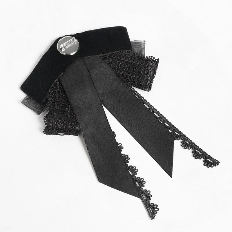 Gothic-Halskette für Herren mit Kreuz und Schleife, Schwarz