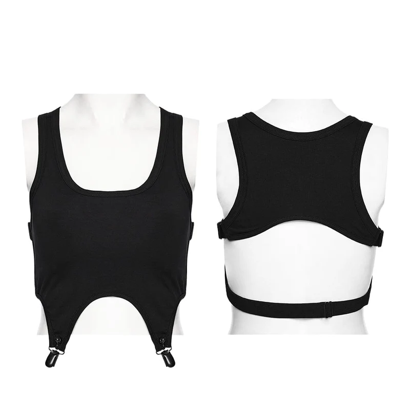 Gothic-Tanktop für Damen mit verstellbaren Trägern und Cut-outs
