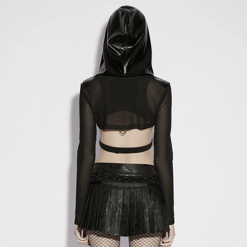 Punk-Pullover für Damen, transparenter Kapuzencape