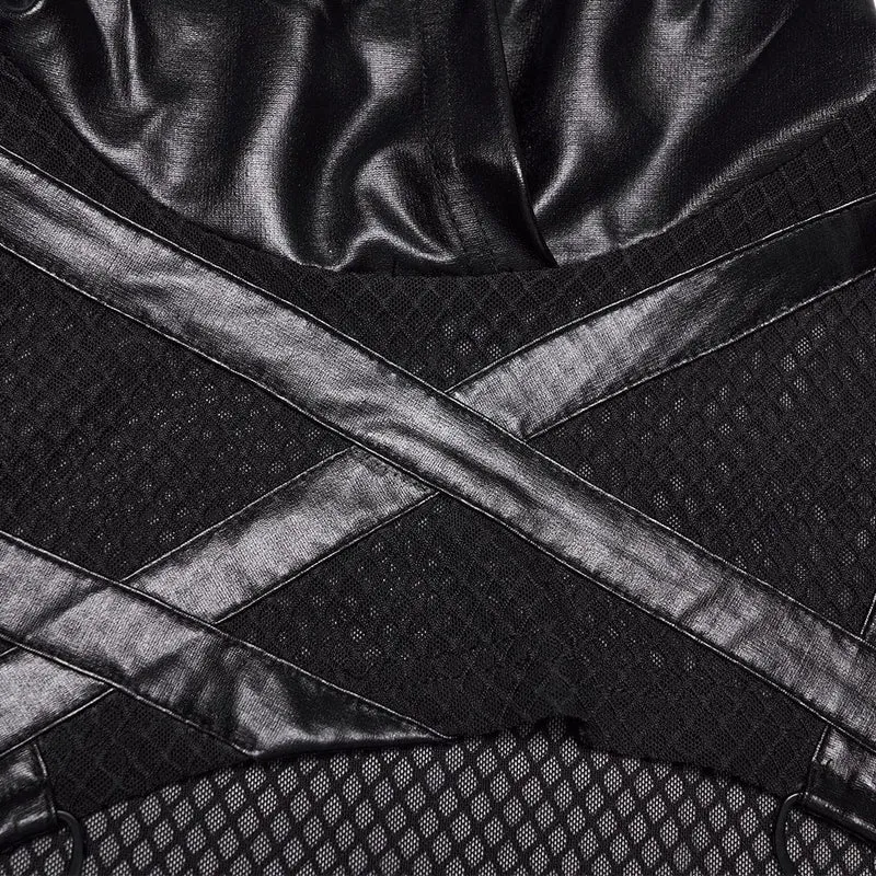 Punk-Pullover für Damen, transparenter Kapuzencape