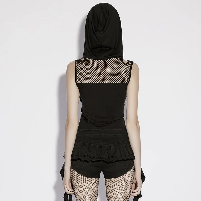 Punk-Tanktop mit Mesh-Einsätzen und Cut-outs für Damen