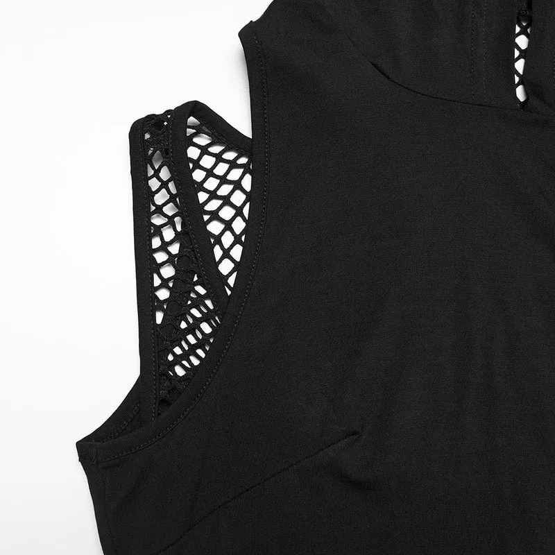 Punk-Tanktop mit Mesh-Einsätzen und Cut-outs für Damen