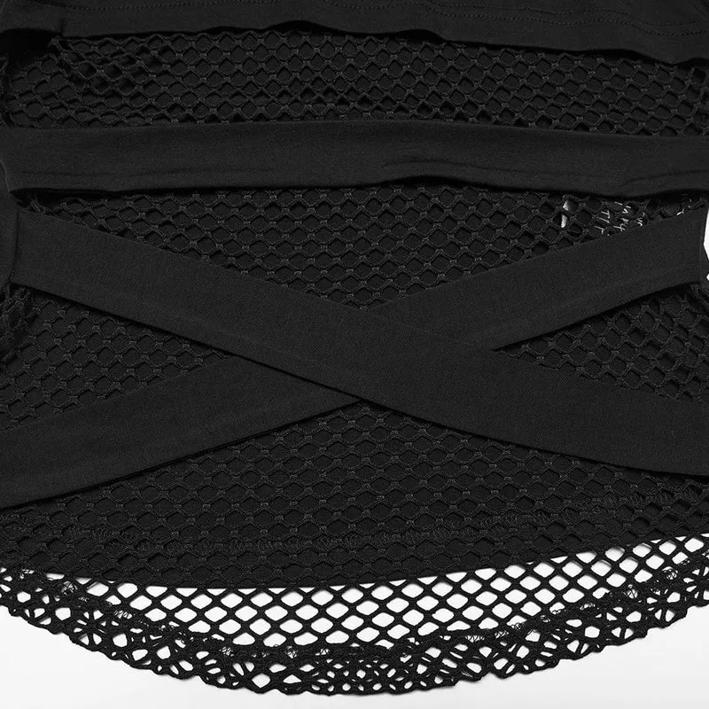 Punk-Tanktop mit Mesh-Einsätzen und Cut-outs für Damen