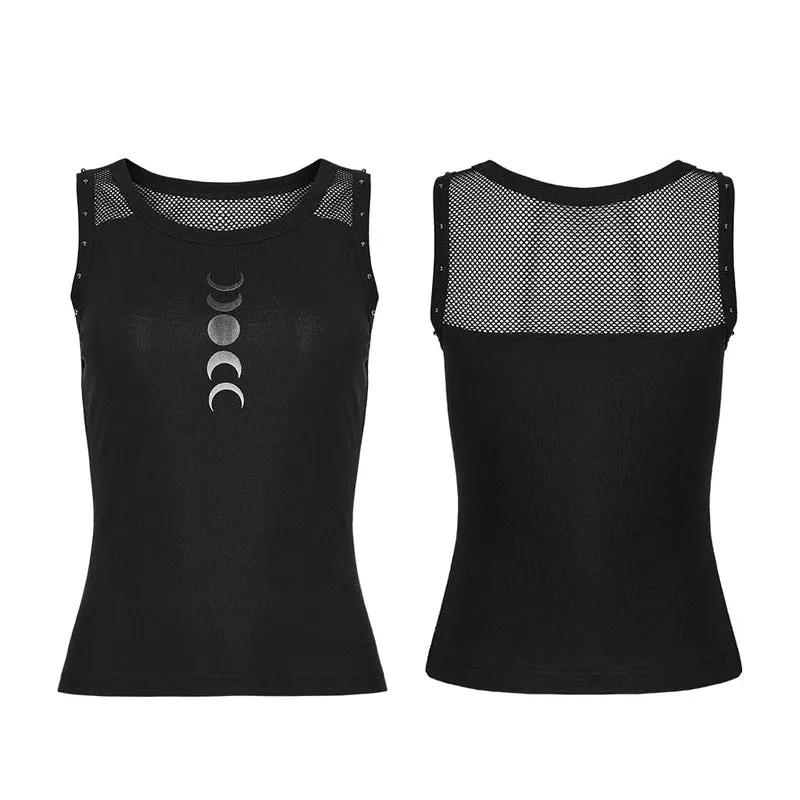 Gothic-Tanktop für Damen mit Mondphasen-Print