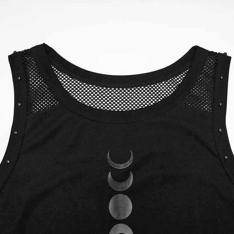 Gothic-Tanktop für Damen mit Mondphasen-Print