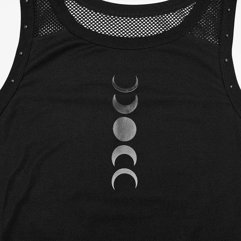 Gothic-Tanktop für Damen mit Mondphasen-Print