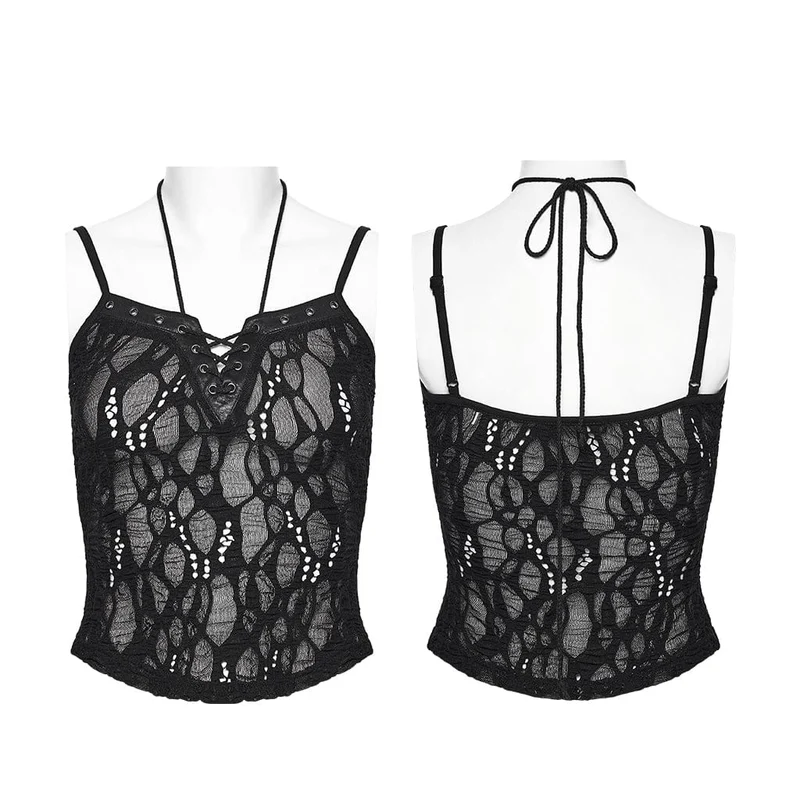 Punk-Bustier für Damen, zerrissen und transparent