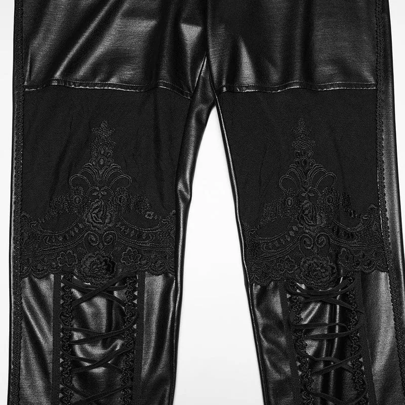 Gothic-bestickte, transparente Leggings für Damen