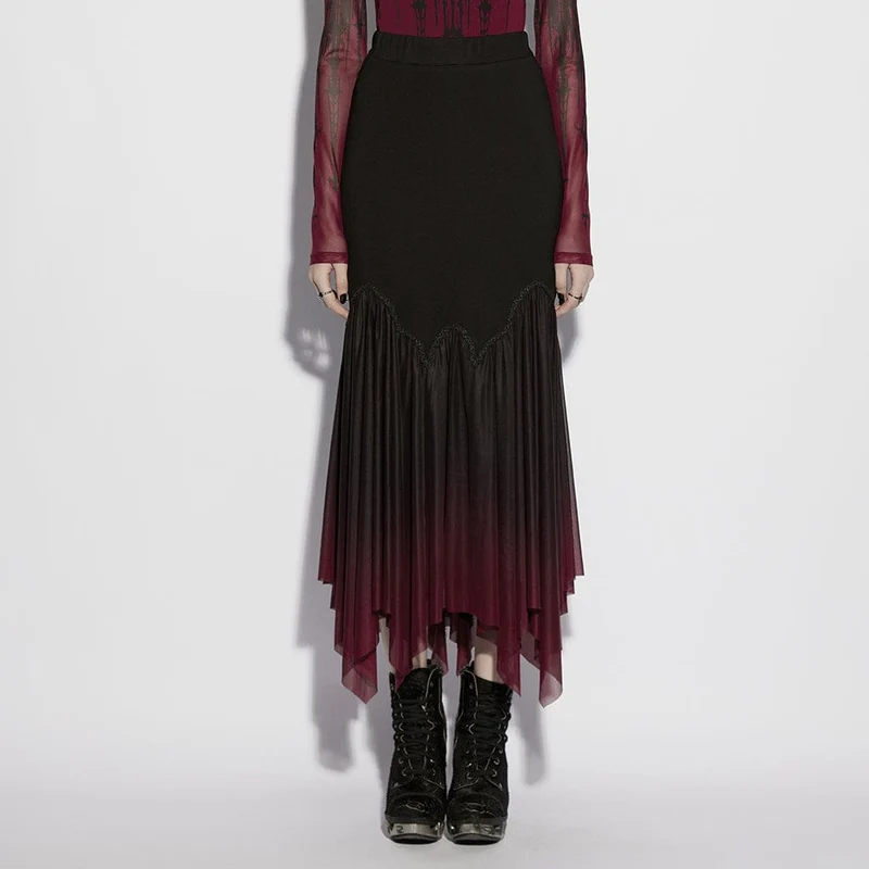 Gothic-Rock für Damen mit Farbverlauf und unregelmäßigem Meerjungfrauenschnitt