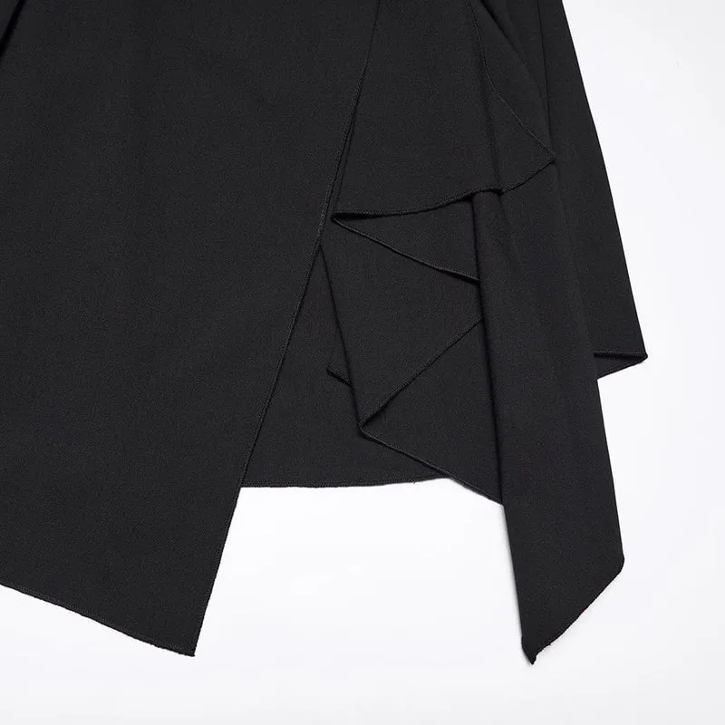 Punk-Kleid für Damen mit asymmetrischem Umlegekragen und Puffärmeln