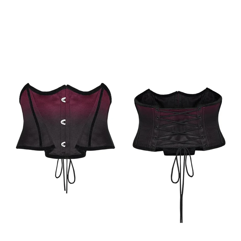 Gothic-Korsett für Damen in Fledermausform mit Schnürung, Unterbrustkorsett, Schwarz-Rot