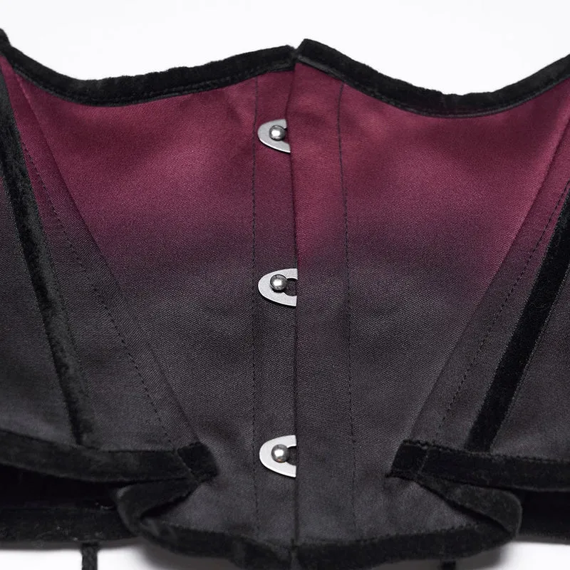 Gothic-Korsett für Damen in Fledermausform mit Schnürung, Unterbrustkorsett, Schwarz-Rot