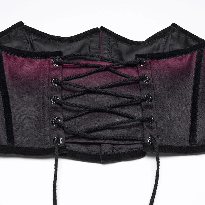 Gothic-Korsett für Damen in Fledermausform mit Schnürung, Unterbrustkorsett, Schwarz-Rot
