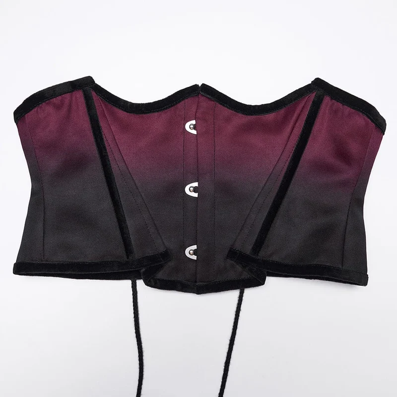 Gothic-Korsett für Damen in Fledermausform mit Schnürung, Unterbrustkorsett, Schwarz-Rot