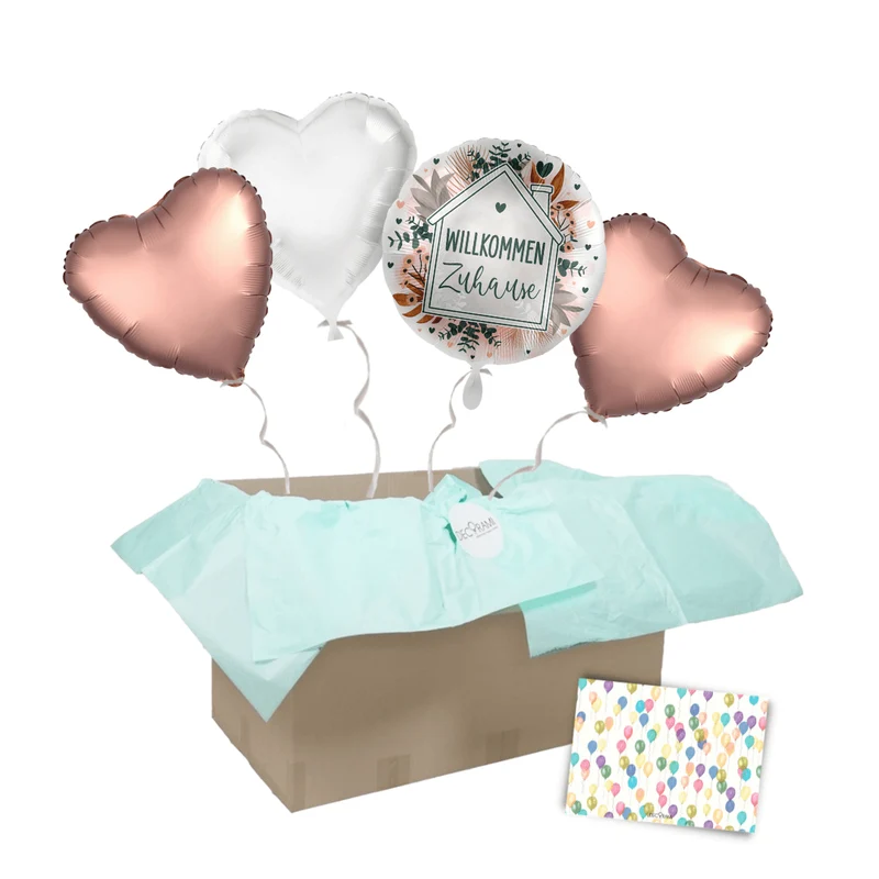 Heliumballon-Geschenk "Willkommen Zuhause"