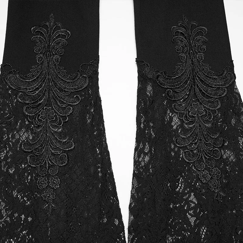 Gothic-Damenhose mit Blumenmuster und Spitzeneinsatz, ausgestellt