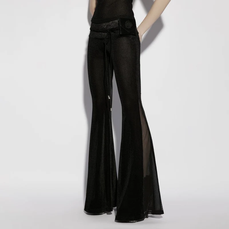 Gothic-Hose für Damen mit floralem Spitzeneinsatz und ausgestelltem Bein