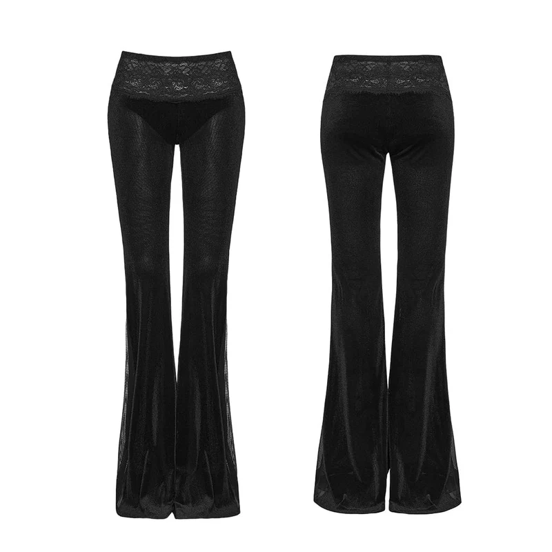 Gothic-Hose für Damen mit floralem Spitzeneinsatz und ausgestelltem Bein