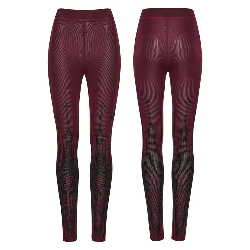 Leggings für Damen mit gotischem Totenkopf-Print