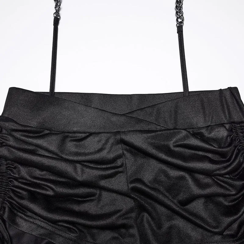 Punk-Shorts für Damen mit Tunnelzug und Raffungen
