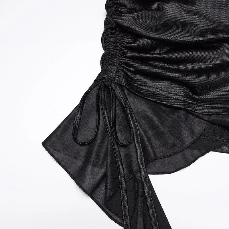 Punk-Shorts für Damen mit Tunnelzug und Raffungen