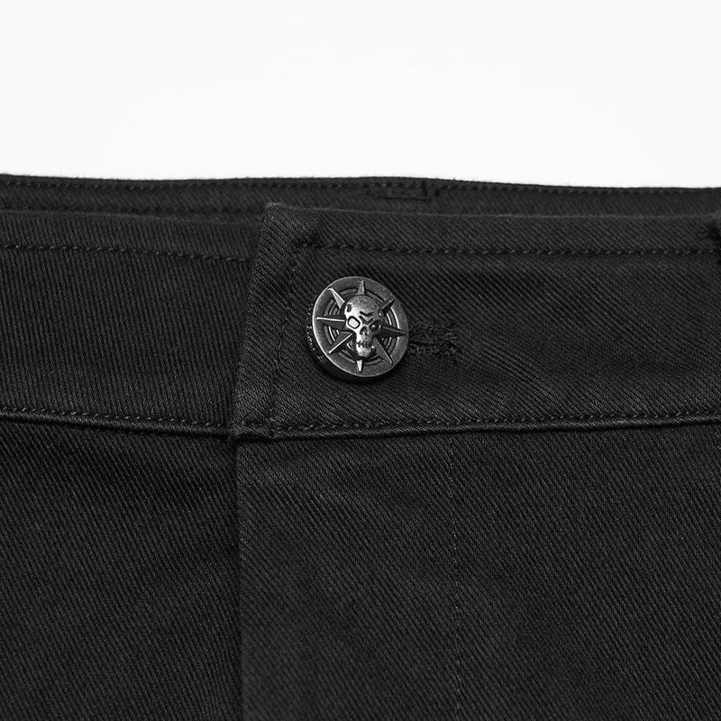 Punk-Shorts für Damen mit Nieten, Totenkopf-Mesh-Einsätzen