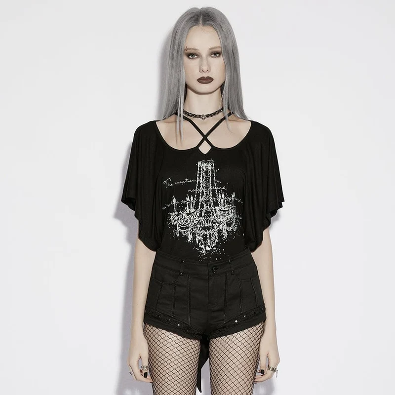 Punk-Shorts für Damen mit Nieten und mehreren Reißverschlüssen