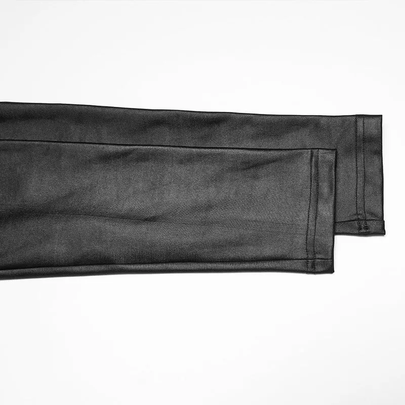 Punk Leggings für Damen mit Ösen- und Reißverschluss-Einsätzen aus Mesh