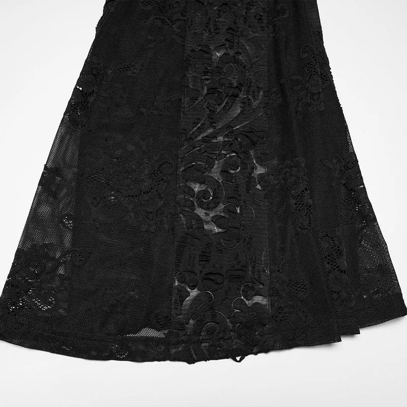 Gothic-Hose mit Blumenmuster und ausgestelltem Rock für Damen