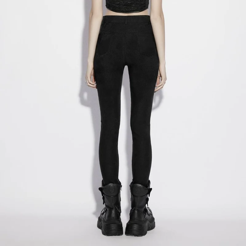 Gothic-Jacquard-Hose für Damen mit Schnallenverschluss
