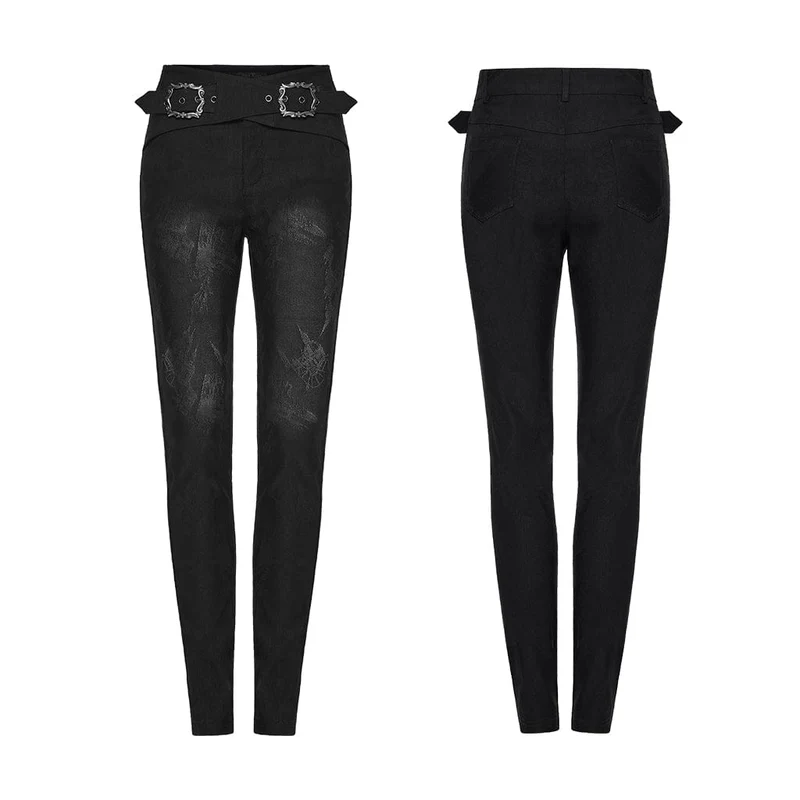 Gothic-Jacquard-Hose für Damen mit Schnallenverschluss