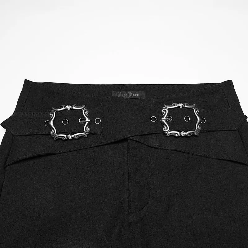 Gothic-Jacquard-Hose für Damen mit Schnallenverschluss