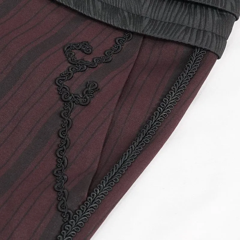 Gothic gerippte Hose mit hoher Taille für Herren Rot
