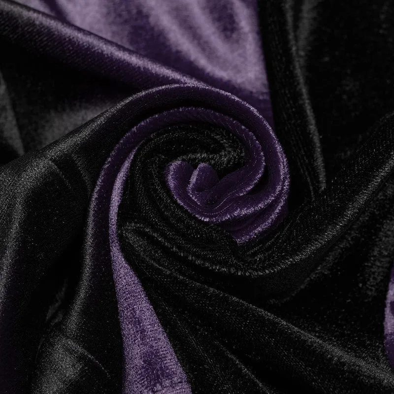 Damen Gothic Kontrastfarbe Kordelzug Samt Schlaghose Violett