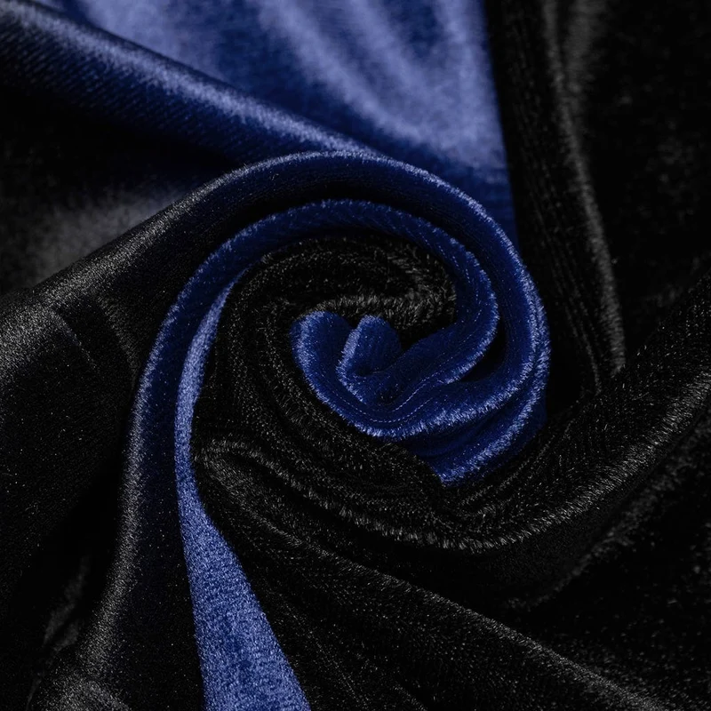Gothic Schlaghose aus Samt mit Kordelzug in Kontrastfarbe für Damen Blau