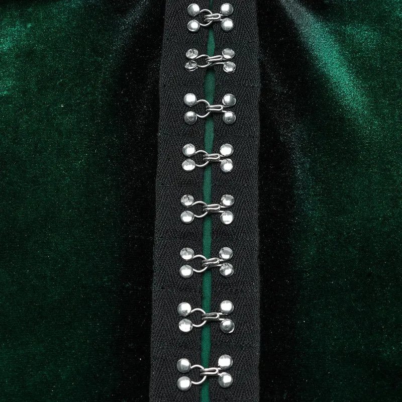 Gothic-Hemd aus unregelmäßigem Farbverlaufssamt für Damen in Grün