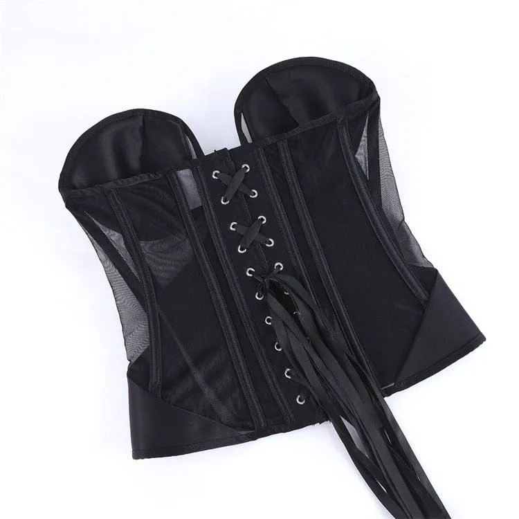 Gothic-Korsett für Damen, transparent, mit Schnürung, über der Brust